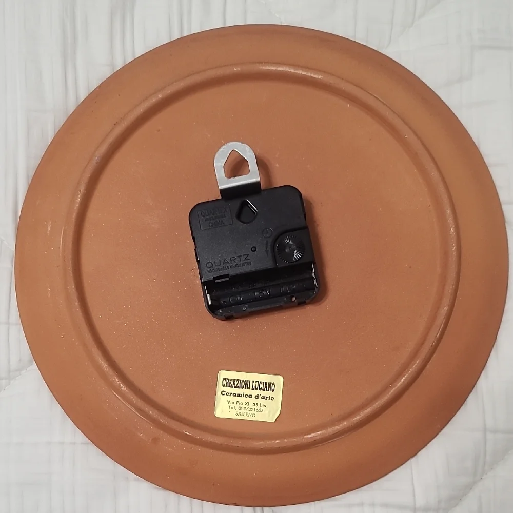 Decorative Terra Cotta, White, Black, Green Wall Clock (Battery Operated)